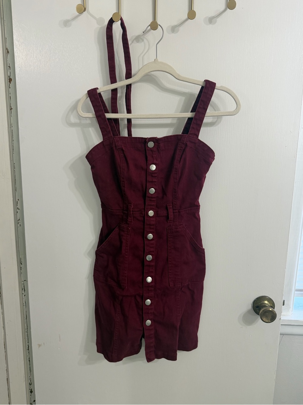 Allegra K Burgundy Button-Front Mini Dress